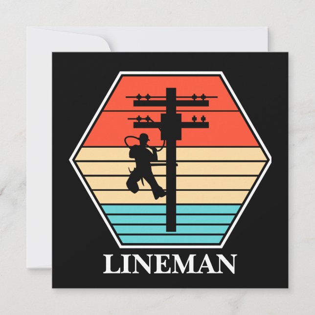 Invitación Guay Lineman Vintage Sunset (Anverso)