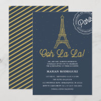 Guay Navy Blue Gold Torre Eiffel Paris Quinceañera