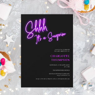 Invitación Guay neon morado retro sorpresa Sweet 16
