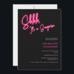 Invitación Guay neon rosa retro sorpresa foto negra Sweet 16<br><div class="desc">¡Shhh es una sorpresa! Guión rosa neón de Guay retro foto negro Sweet 16 neon invitacion de cumpleaños.</div>