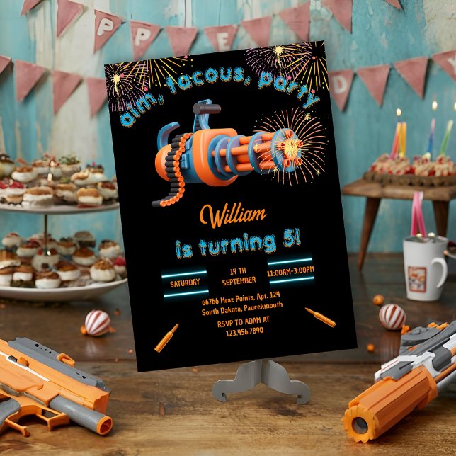 Invitación Guay Nerf Wars Fiesta Top Gun 5º cumpleaños (Subido por el creador)