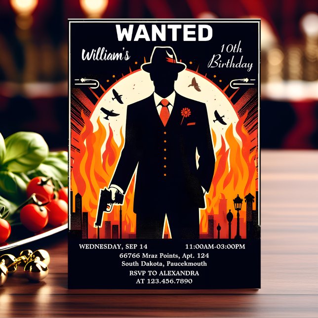 Invitación Guay Niños adultos niño de 90 años Retro Mafia 10  (Subido por el creador)