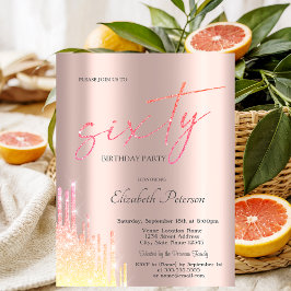 Invitación Guay Ombre Purpurina Drips Rosa Oro 60 cumpleaños