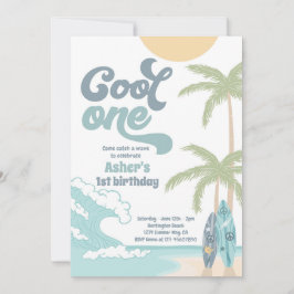 Invitación Guay One Retro Surf Primer Fiesta de cumpleaños
