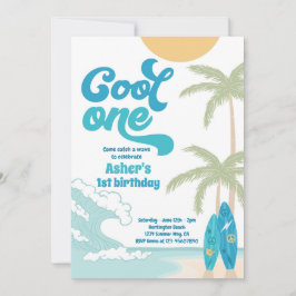 Invitación Guay One Retro Surf Primer Fiesta de cumpleaños