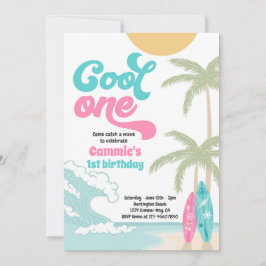 Invitación Guay One Retro Surf Primer Fiesta de cumpleaños