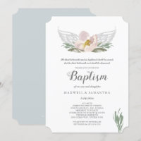Guay Peach Watercolor Florals Angel Wings Baptism