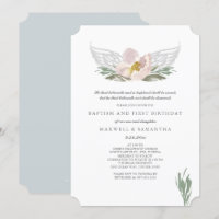 Guay Peach Watercolor Florals Angel Wings Baptism