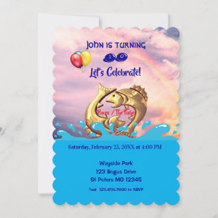 Invitación Guay Pisces Cumpleaños / Feb. 19 - Marzo 20