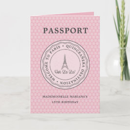 Invitación Guay Rubor Paris Passport Con Imagen Quinceañera