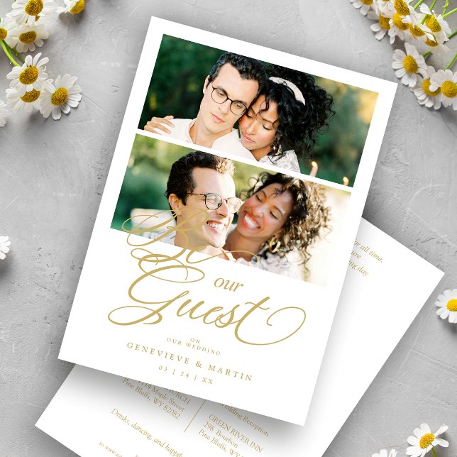 Invitación Guay Snazzy Golden Effect 2 Fotos Boda (Subido por el creador)
