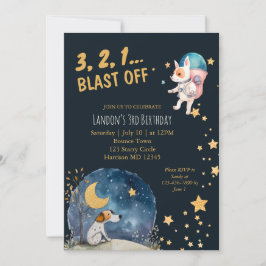 Invitación Guay Space dogs Boys tercer cumpleaños
