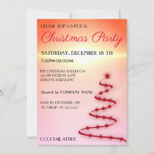 Invitación Guay, trendy, bella, árbol de Navidad rojo Invita