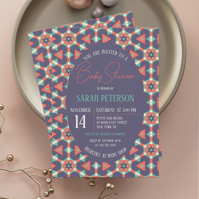 Invitación Guay Vibrant Mosaic Geométrico Pattern Baby Shower (Subido por el creador)