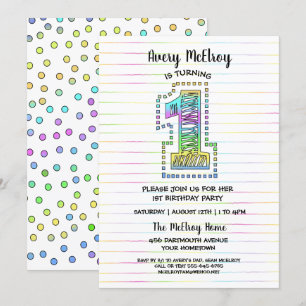 Invitación Guay Whimsical Fun 1er cumpleaños de fiesta