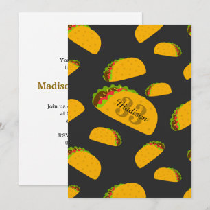 Invitación Guay y divertido rico taco patrón Monograma Invita