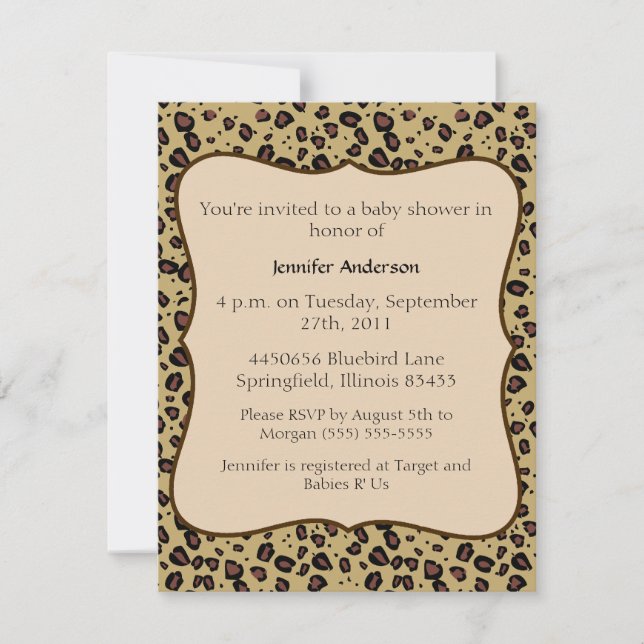 Invitación Guepardo Baby Shower (Anverso)