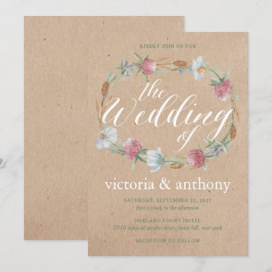 Invitación Guerra De Flores Silvestres En Matrimonio De Campo