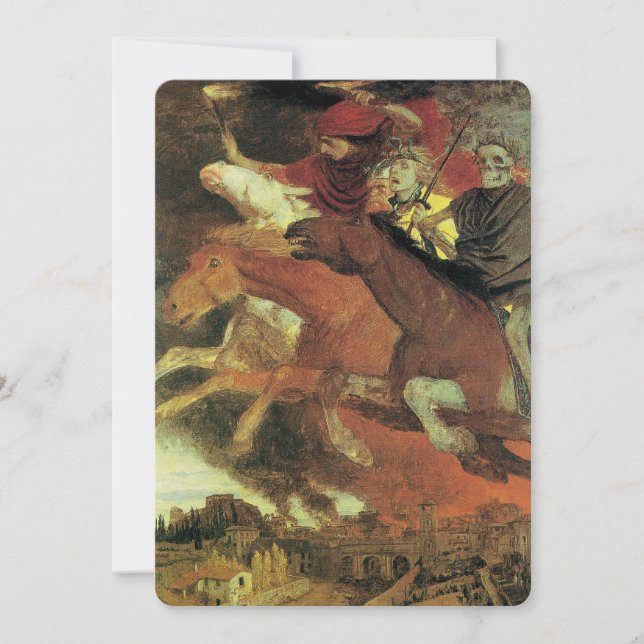 Invitación Guerra por Arnold Bocklin, Halloween vintage (Anverso)