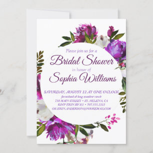 Invitación Guerra púrpura de peonías Bridal Shover