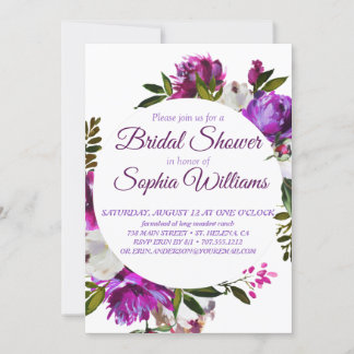 Invitación Guerra púrpura de peonías Bridal Shover