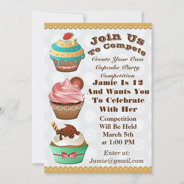 Invitación Guerras De Torta De Torta De Cumpleaños Círculos G (Anverso)