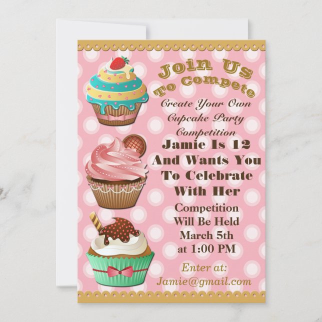 Invitación Guerras de torta sacuden invitada de polka rosa de (Anverso)