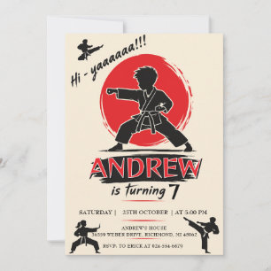 Invitación Guerrero de cumpleaños de karate personalizado 