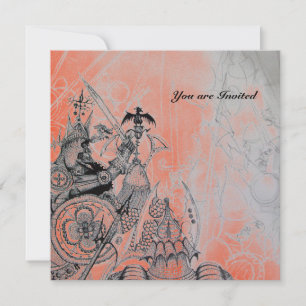 Invitación GUERREROS GÓTICOS, negro y blanco, papel de hielo 