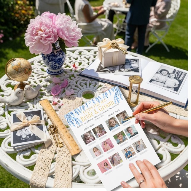 Invitación Guess the Age Bridal Shower blue game (Guess the Age Bridal Shower blue game)