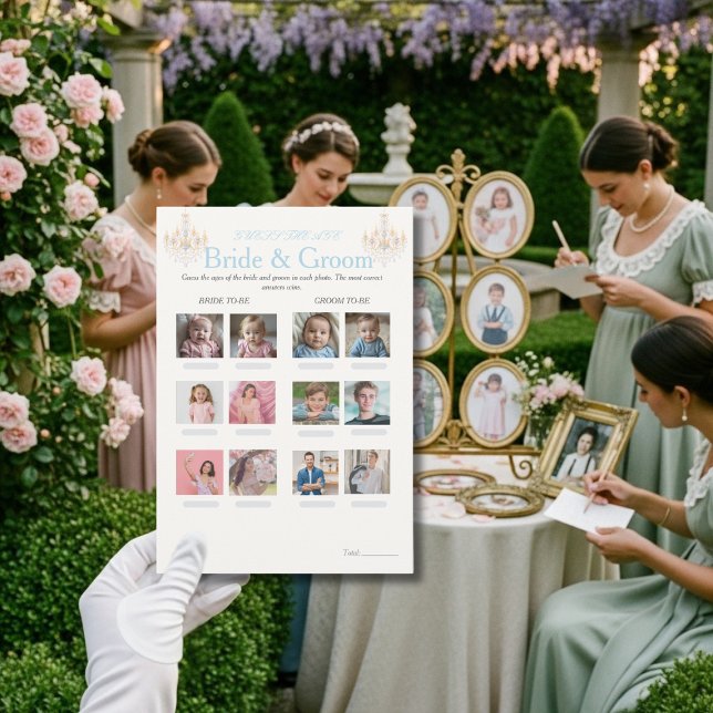 Invitación Guess the Age Bridal Shower Fancy game card (Guess the Age Bridal Shower Fancy game card)