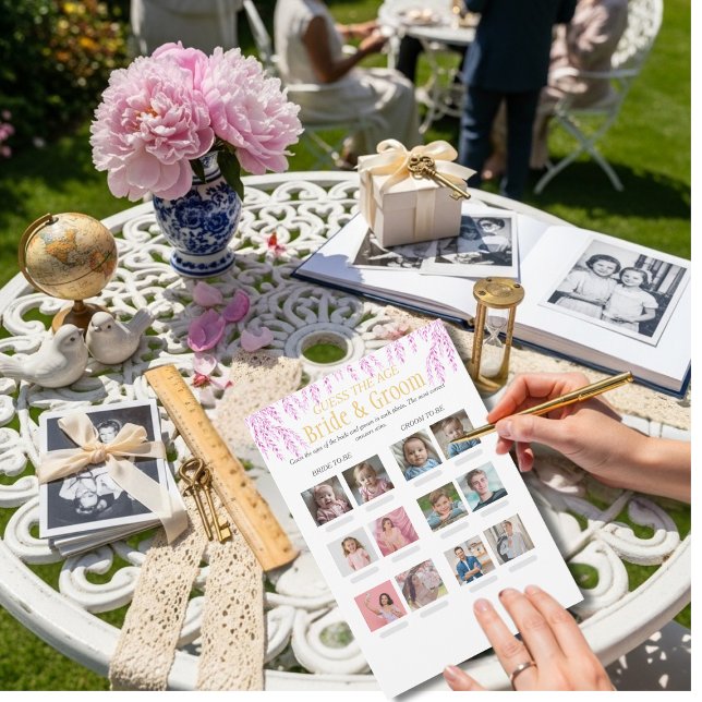 Invitación Guess the Age Bridal Shower Pink game (Guess the Age Bridal Shower Pink game )