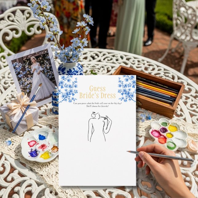 Invitación Guess the Dress Bridal Shower Blue game (Guess the Dress Bridal Shower Blue game)