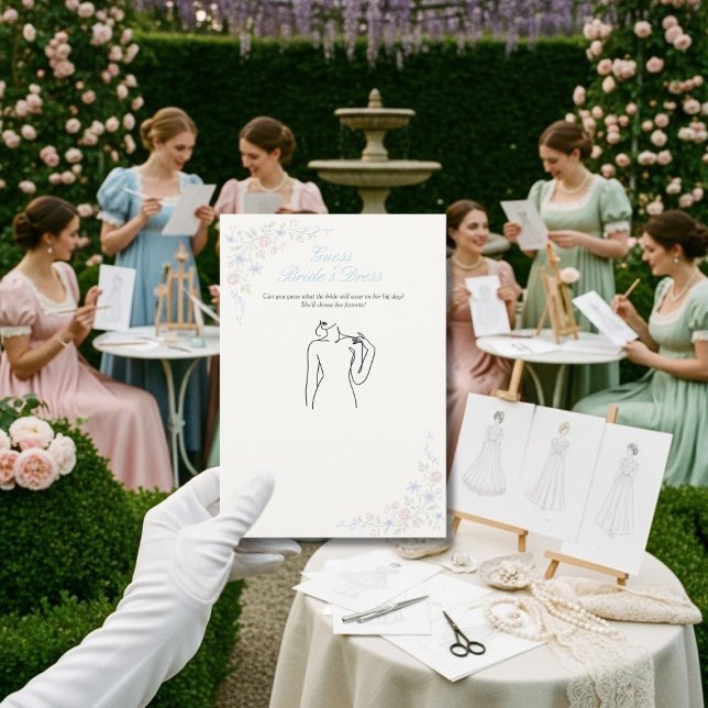 Invitación Guess the Dress Bridal Shower Floral game card  (Guess the Dress Bridal Shower Floral game card)
