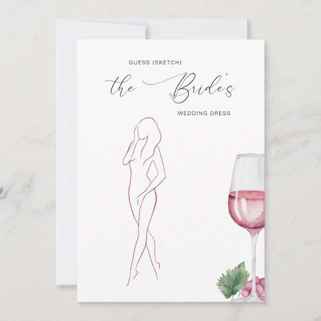 Invitación Guess The Dress Vino before Vows Bridal Game (Anverso)