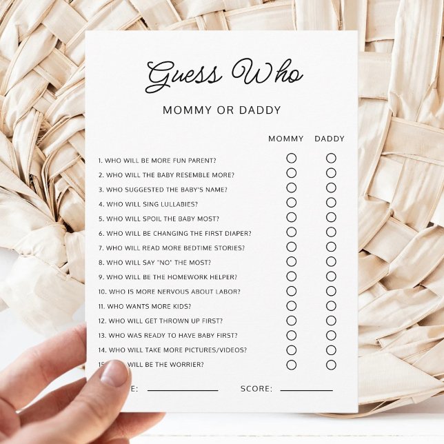 Invitación Guess Who Mommy or Daddy Baby Shower Game Activity (Subido por el creador)