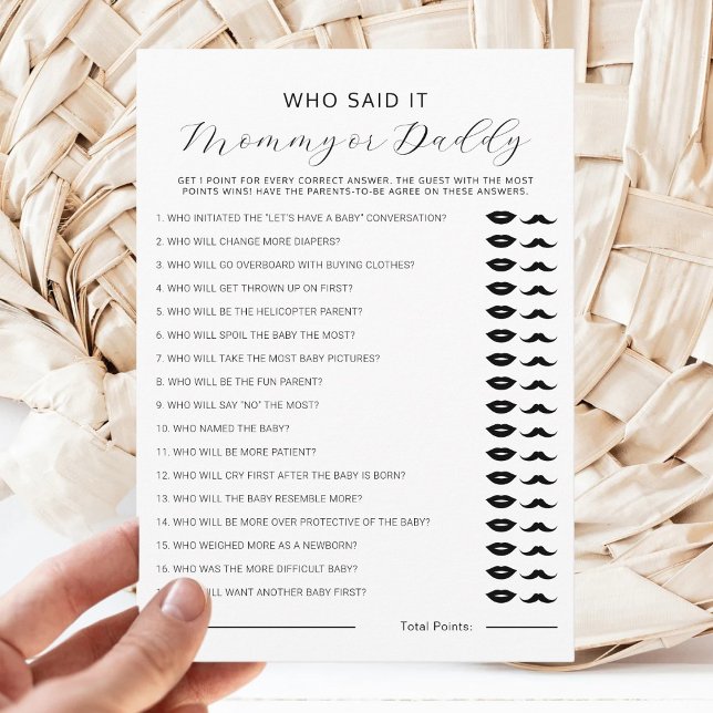 Invitación Guess Who Said It Mommy or Daddy Baby Shower Game (Subido por el creador)