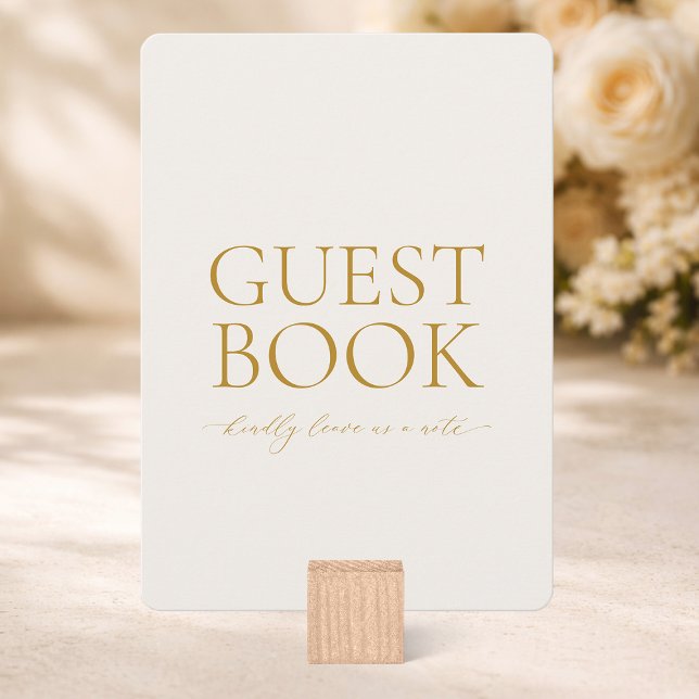 Invitación Guest Book Sign – Elegant Gold Wedding Card (Subido por el creador)