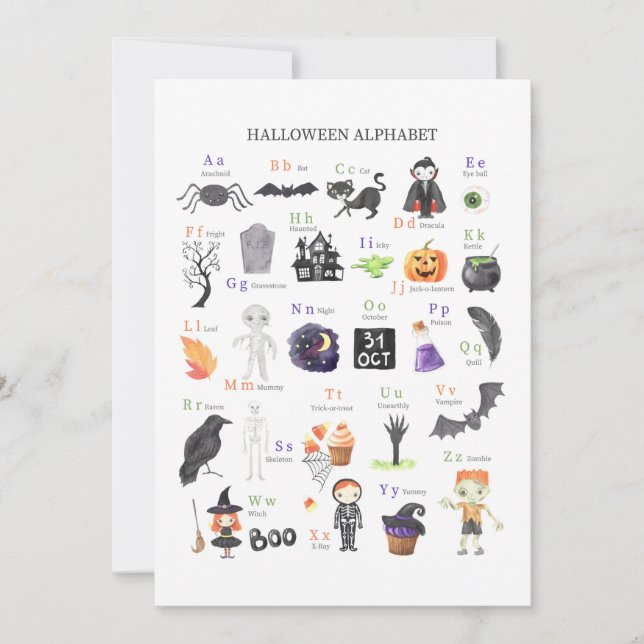 Invitación Guía de estudio para Posters ABC de Halloween (Anverso)