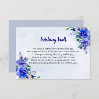Invitación Guía de regalos de boda florales con acuarela azul
