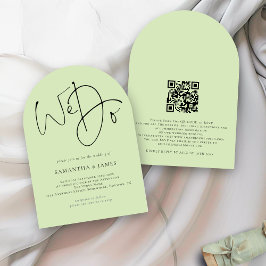 Invitación Guiamos el arco del Boda verde de crema de cal de 