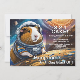 Invitación Guinea Pigs in Space, Countdown to Cake Birthday I