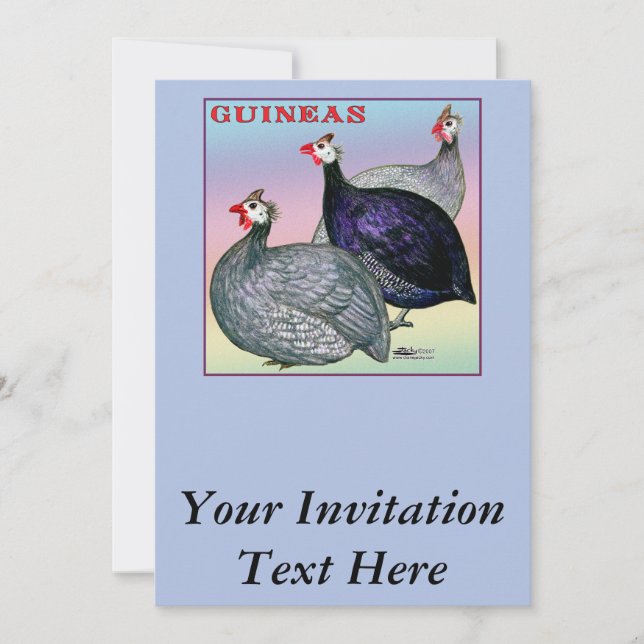 Invitación Guineas Three Fowl (Anverso)