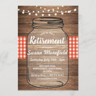 Invitación Guinga roja de madera del tarro rústico del fiesta