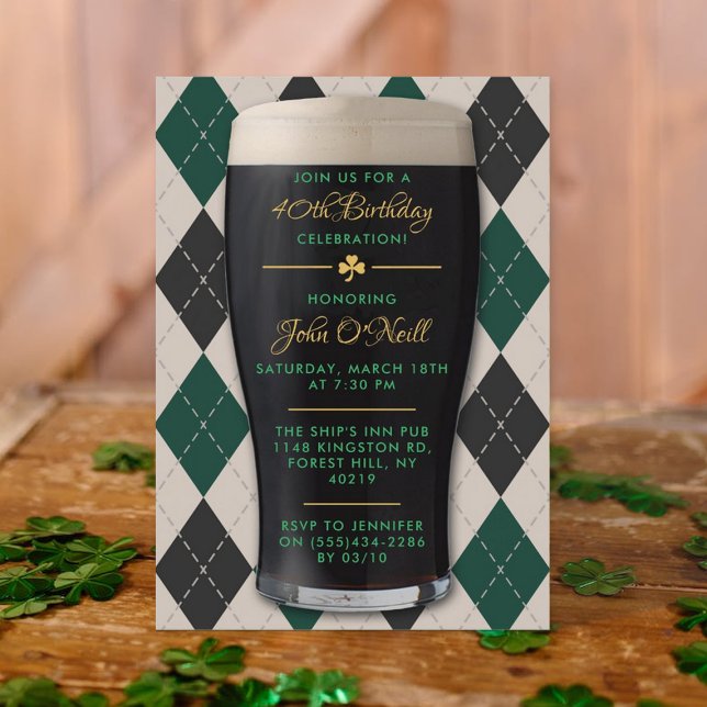 Invitación Guinness de las cervezas y los vítores 40 cumpleañ (Subido por el creador)