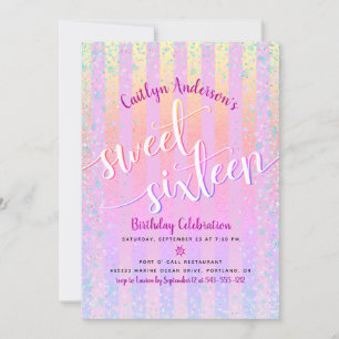 Invitación Guiño rosado Ombre dulce dieciséis cumpleaños guió