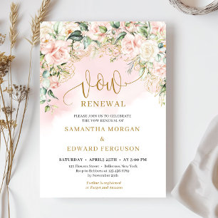Invitación Guión a la moda rosas blandas rosadas y renovación