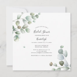 Invitación Guión acuático Elegante Eucalyptus Bridal Shower