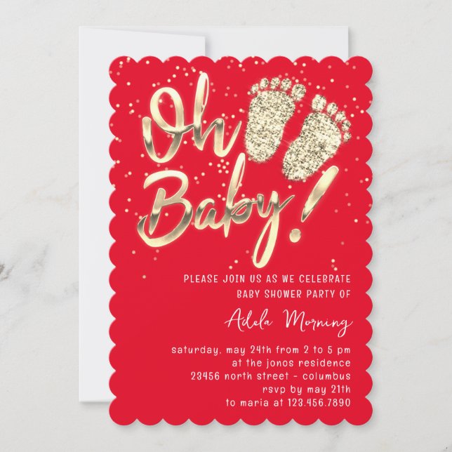 Invitación Guión Baby Shower de los pies de los pasteles de o (Anverso)