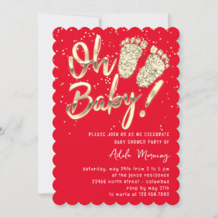 Invitación Guión Baby Shower de los pies de los pasteles de o